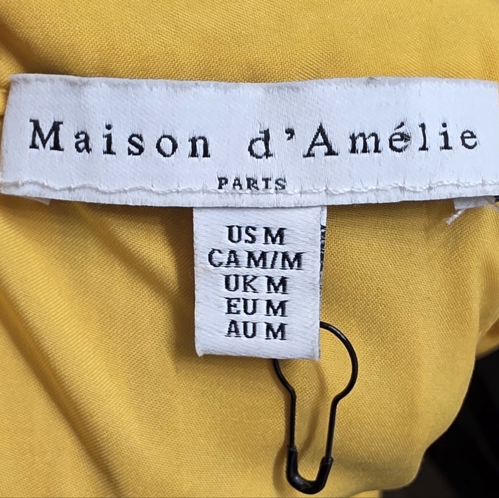 560. Maison d'Amélie Yellow Pleated Floral Halter Mini Dress- Medium - Picture 5 of 5
